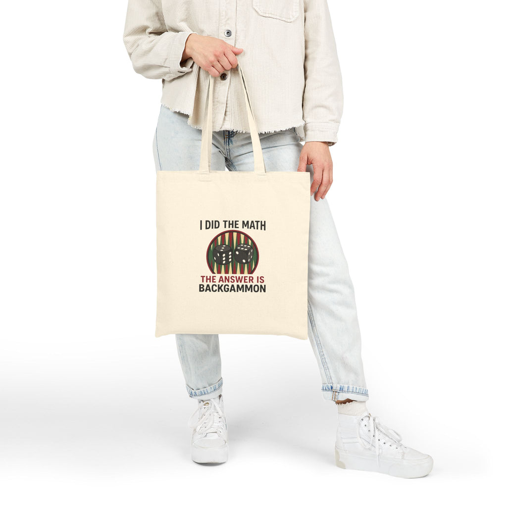 "I Did the Math, The Answer Is Backgammon" Cotton Canvas Tote Bag