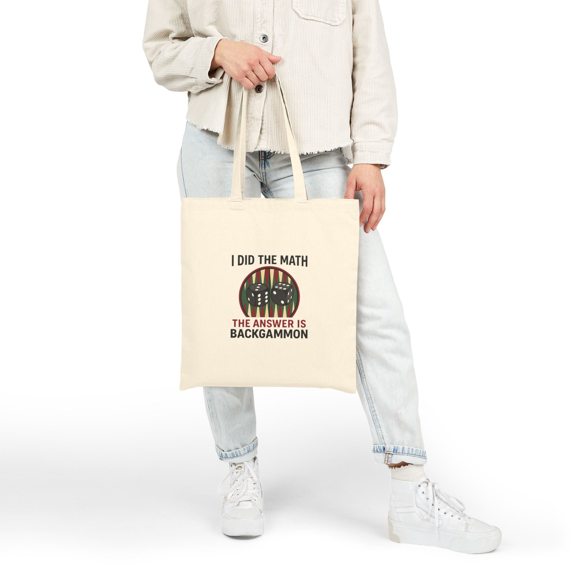 "I Did the Math, The Answer Is Backgammon" Cotton Canvas Tote Bag