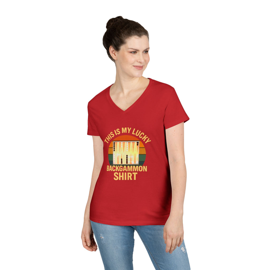 This Is My Lucky Backgammon Shirt 2 Ladies V-Neck T-shirt