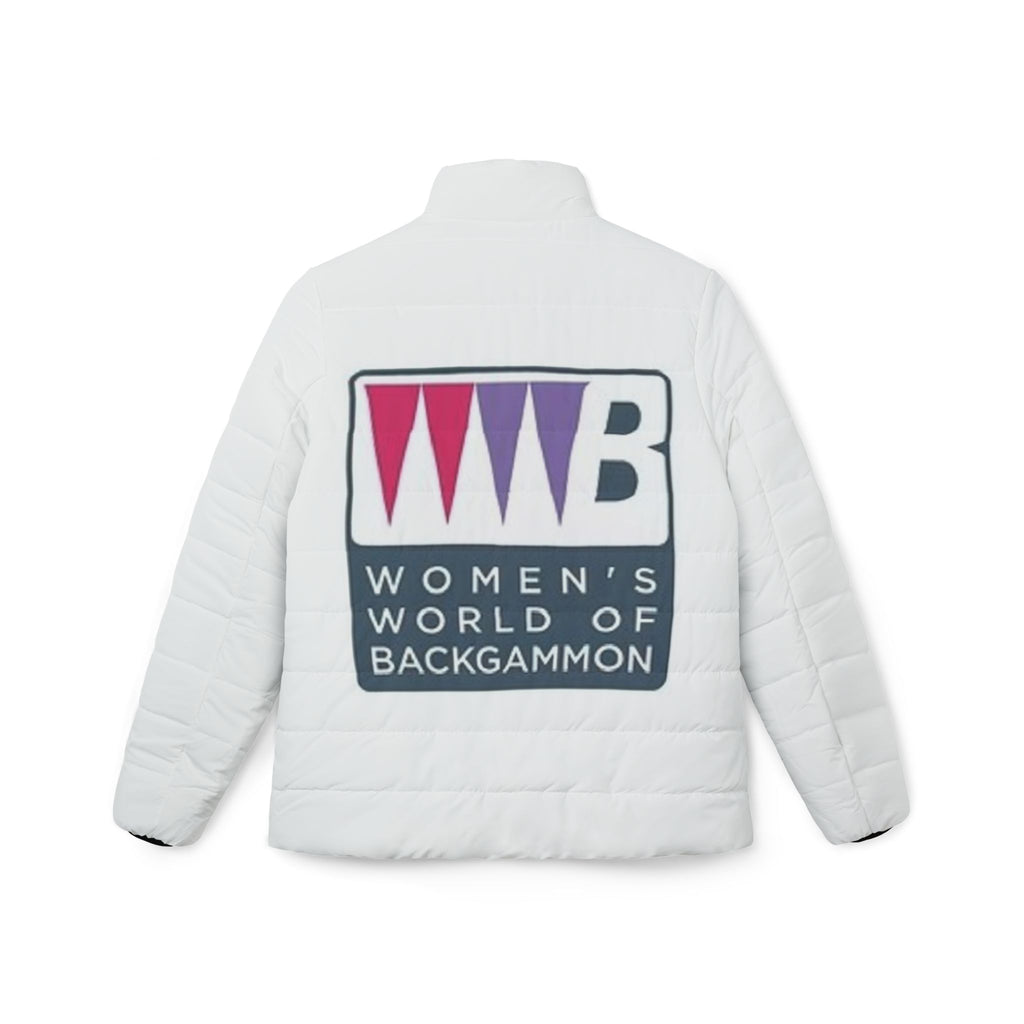Women’s Puffer Jacket — WWB “Women’s World of Backgammon” Logo Winter Coat