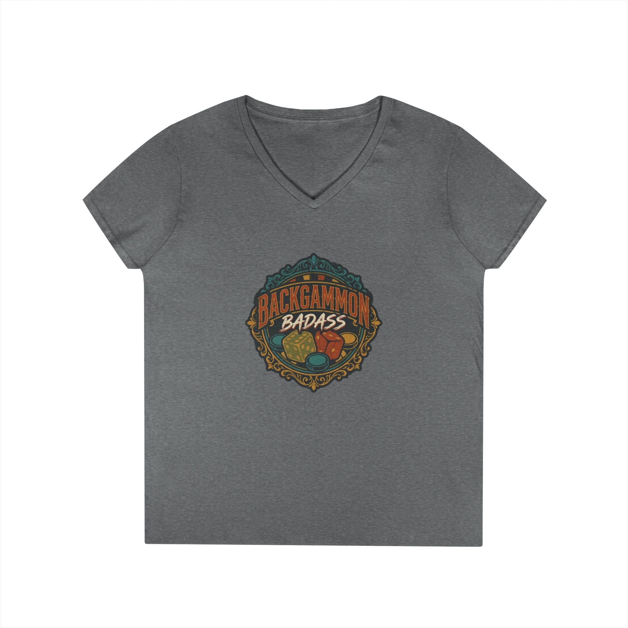 Backgammon Badass Ladies' V-Neck T-Shirt