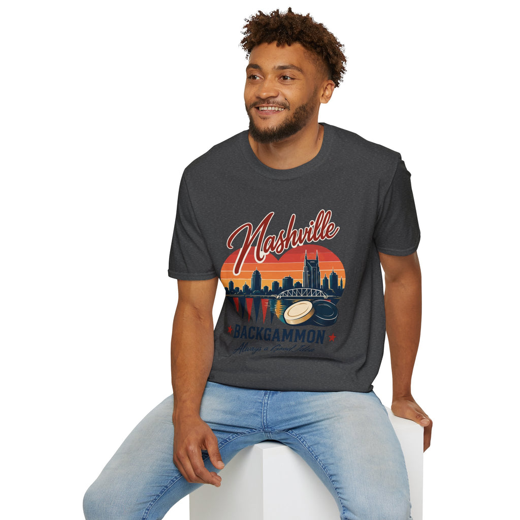 Nashville Backgammon T‑Shirt — Vintage Skyline Game Night Tee
