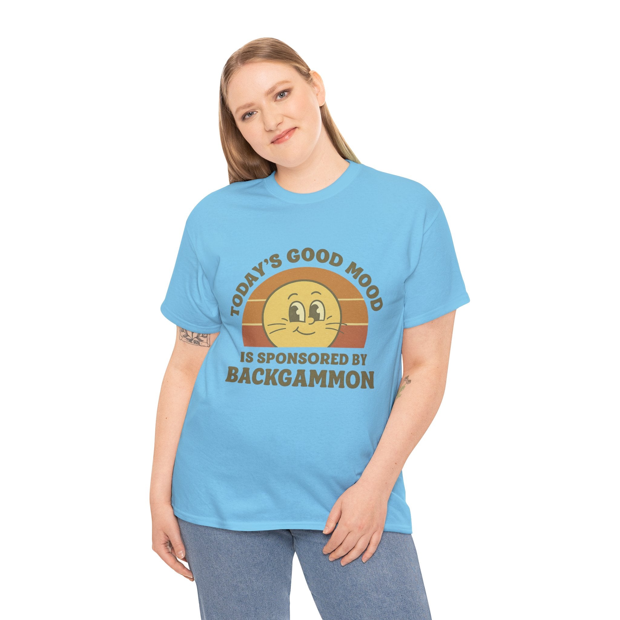"Today’s Good Mood Is Sponsored by Backgammon" T-Shirt | Retro Smiley Tee