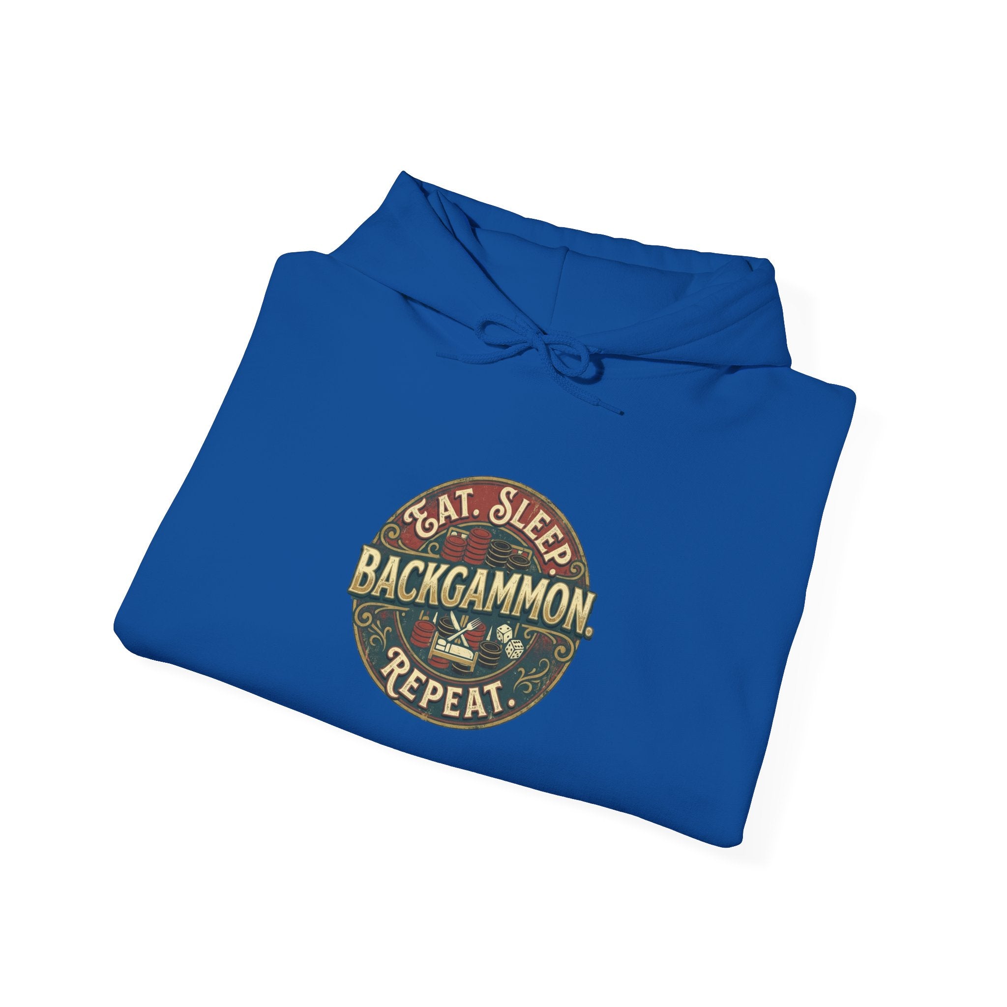 Eat. Sleep. Backgammon. Repeat. Unisex Heavy Blend™ Hooded Sweatshirt - Vintage Game Night Sweatshirt
