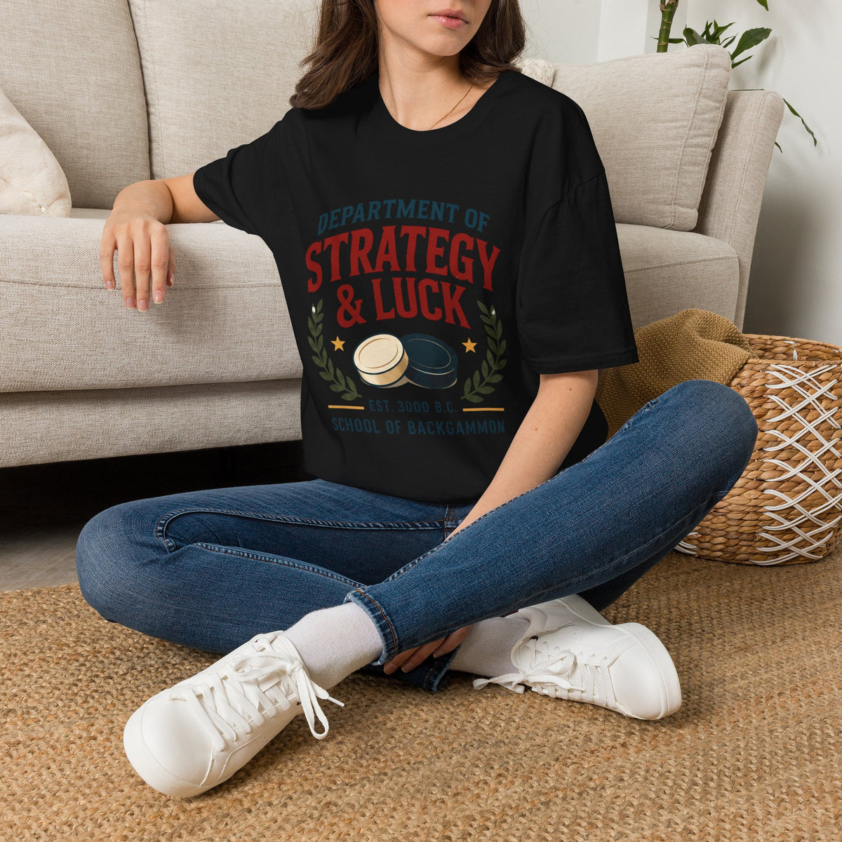 Backgammon T-Shirt — "Department of Strategy & Luck" Vintage Game Tee