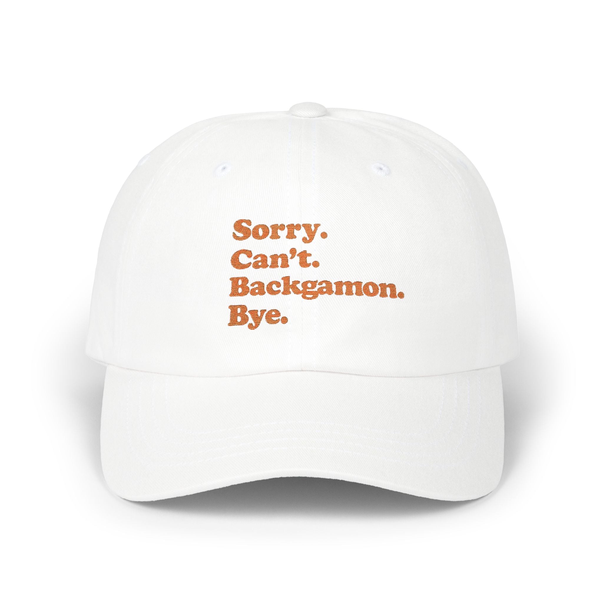 Sorry. Can't. Backgammon. Bye. Cap — Embroidered Baseball Hat
