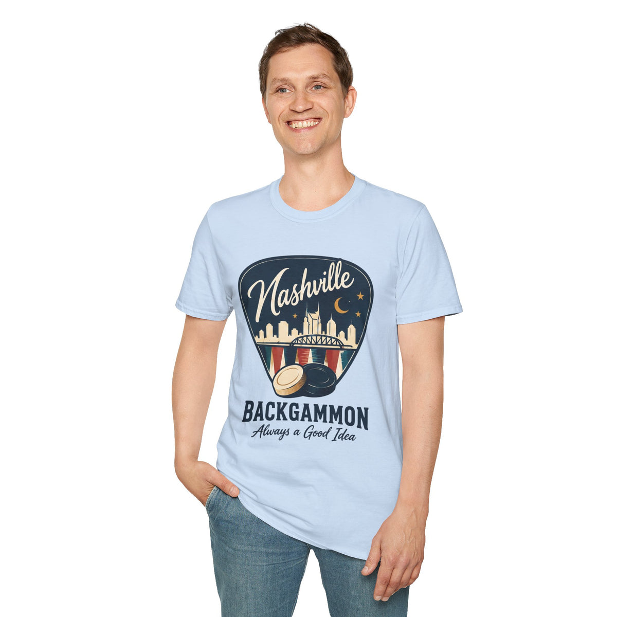 Nashville and Backgammon 2 T-Shirt — "Always a Good Idea" Vintage City Game Tee