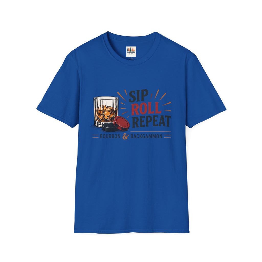 Sip Roll Repeat T-Shirt — Bourbon & Backgammon Tee