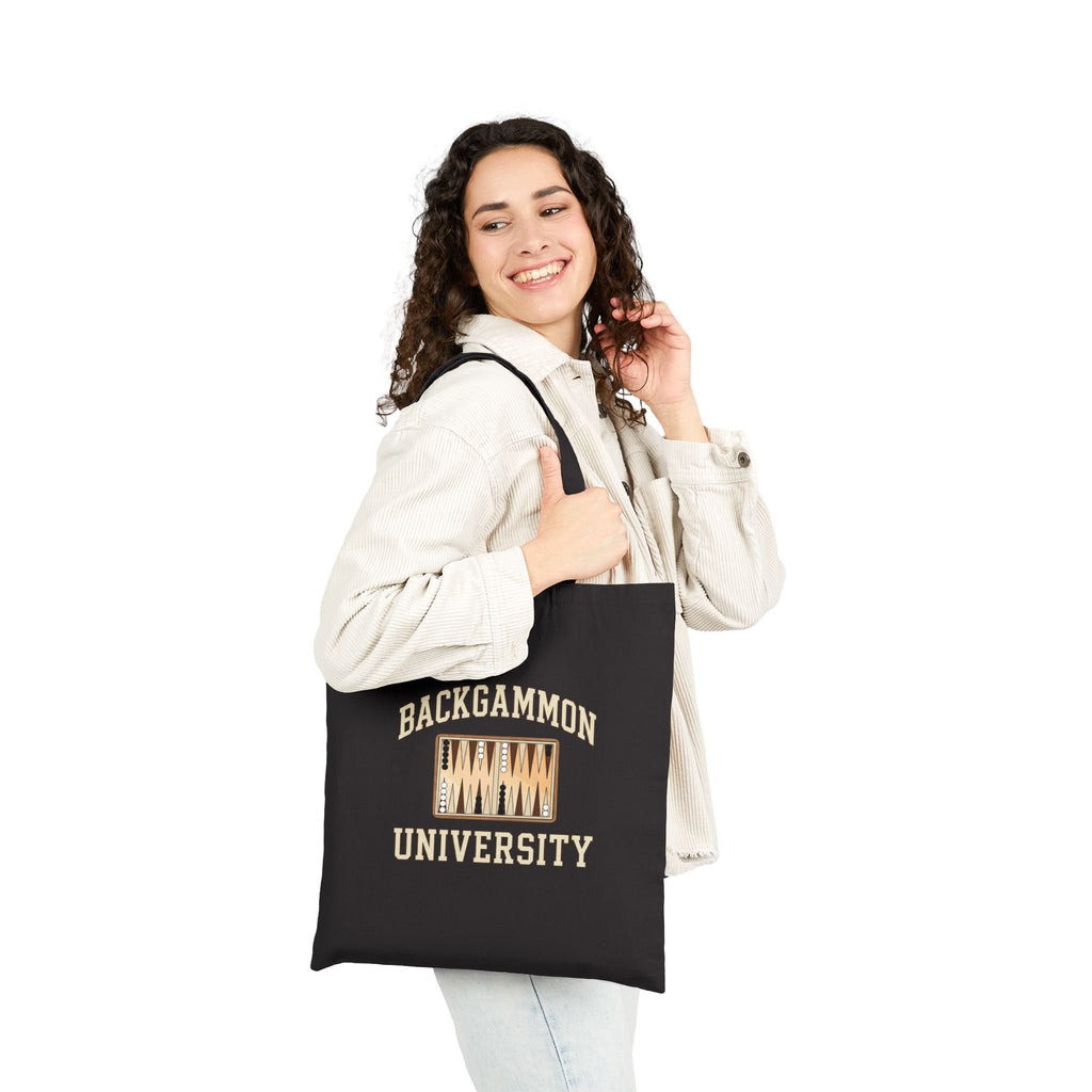Backgammon University 2 Canvas Tote Bag — Vintage Game Night Cotton Shopper