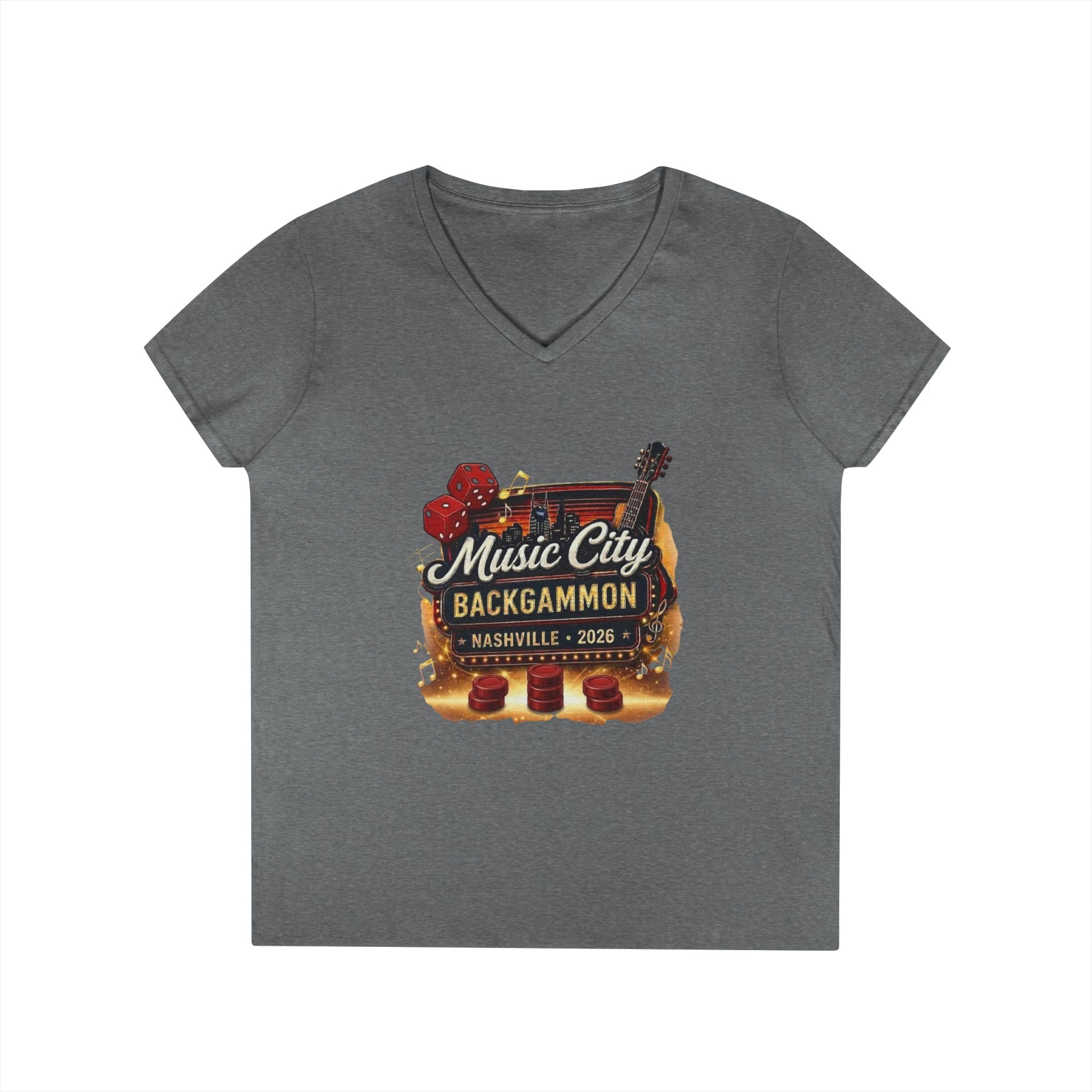 Music City Backgammon Nashville 2026 — Ladies' V-Neck T-Shirt