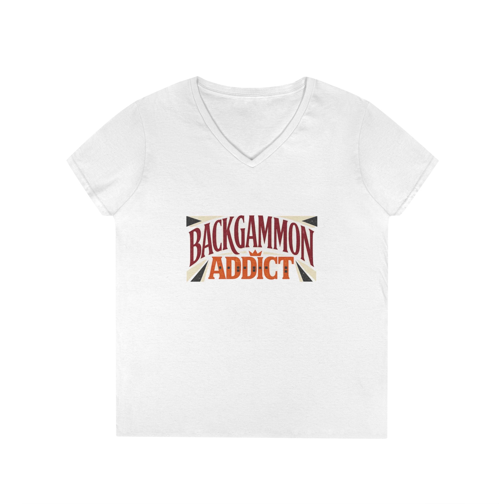 Backgammon Addict Ladies' V-Neck T-Shirt — Retro Game Lover Tee