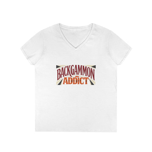 Backgammon Addict Ladies' V-Neck T-Shirt — Retro Game Lover Tee