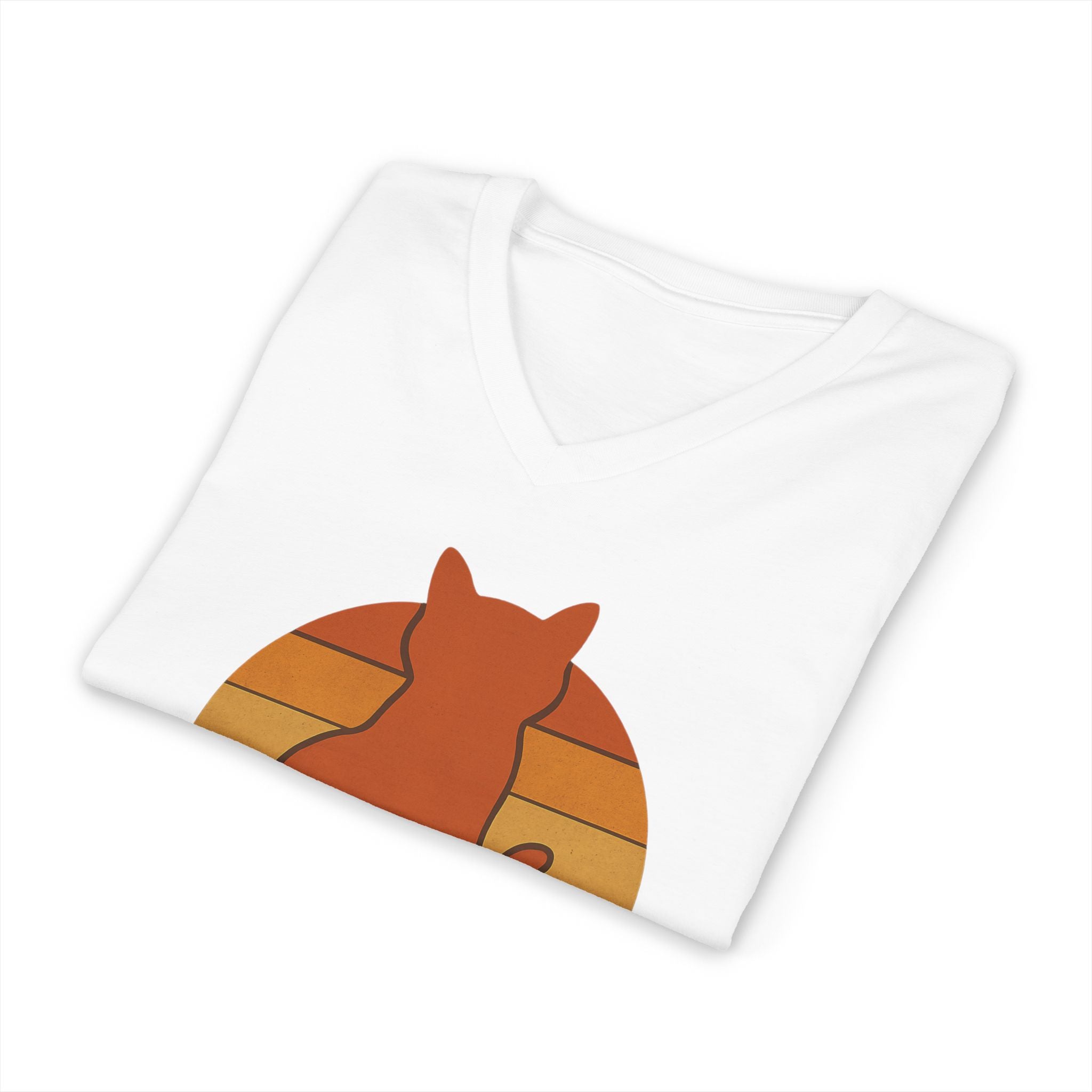 Cats & Backgammon V‑Neck Tee — Vintage Retro Cat Graphic Shirt