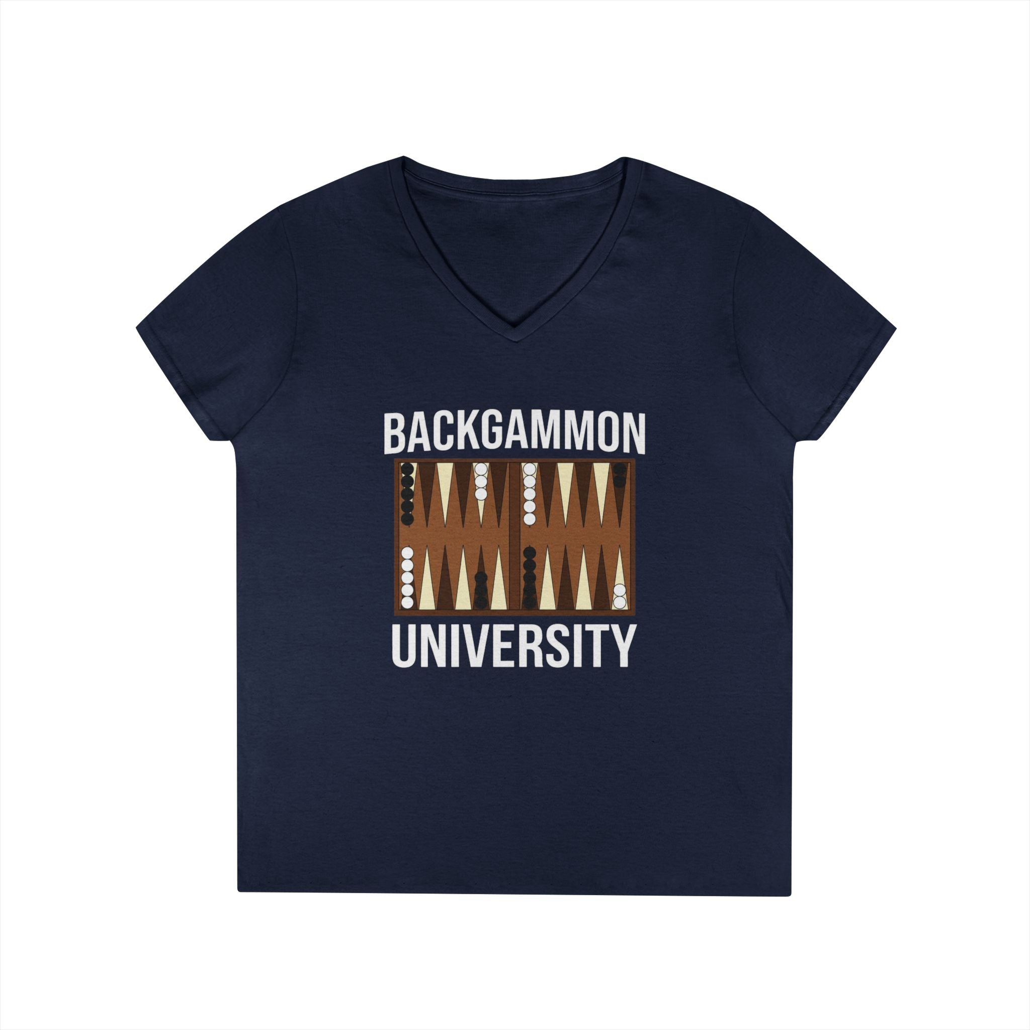 Backgammon University Ladies' V-Neck T-Shirt — Backgammon Board Graphic Tee