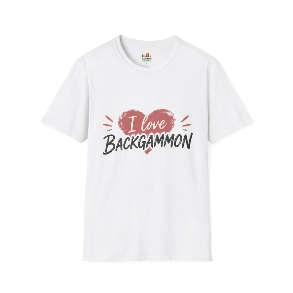 Backgammon Heart T-Shirt — "I Love Backgammon" Casual Tee