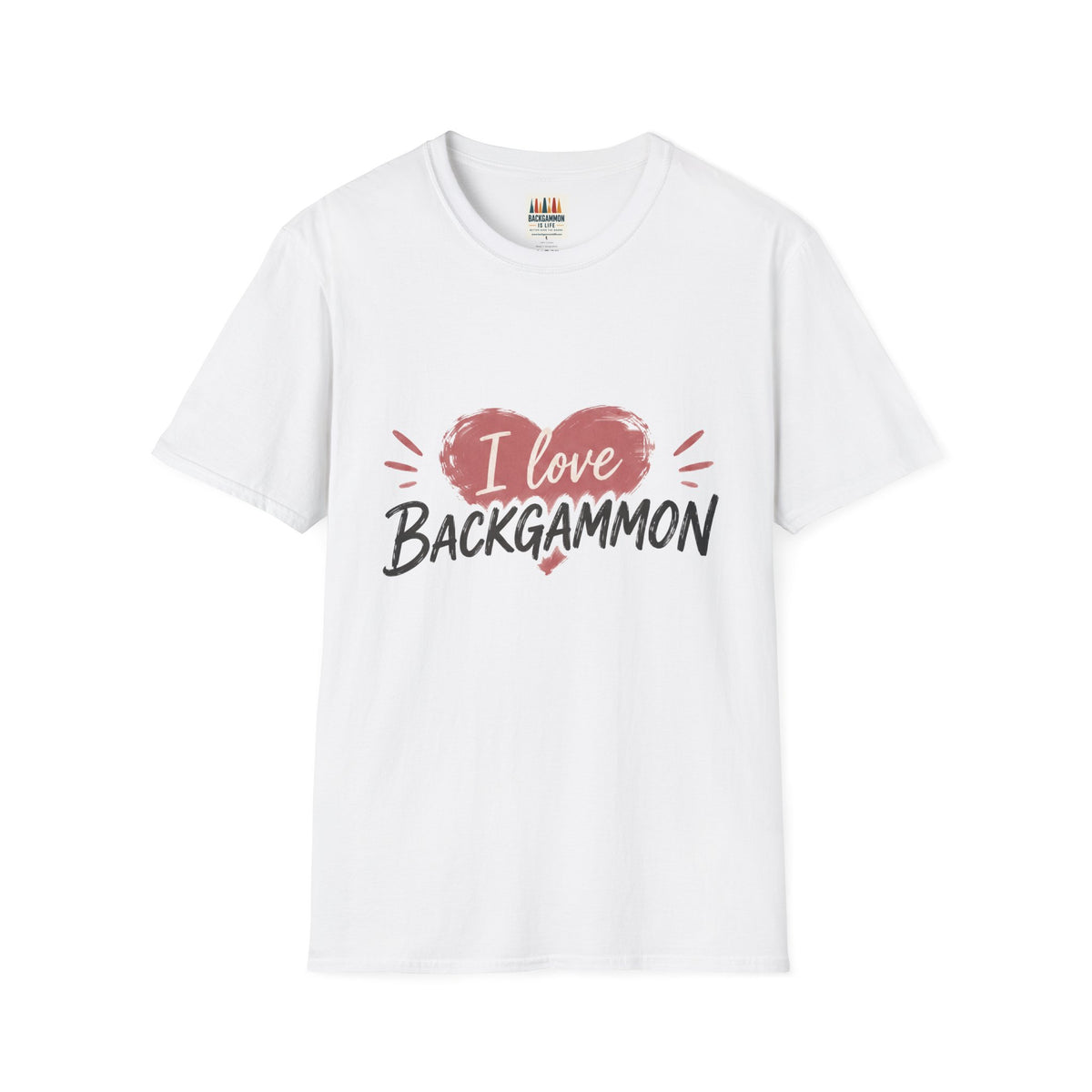 Backgammon Heart T-Shirt — "I Love Backgammon" Casual Tee