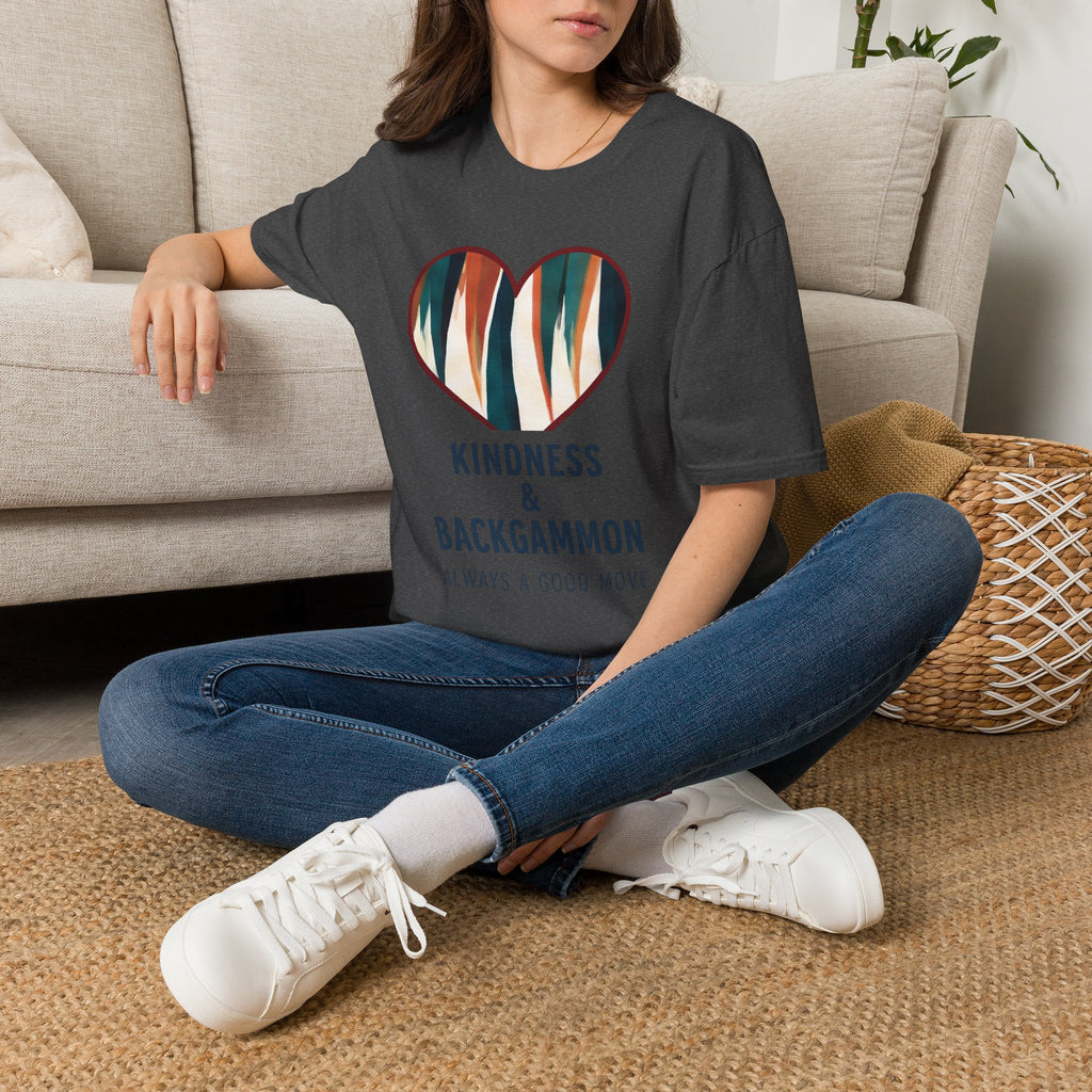 Backgammon Heart T-Shirt — "Kindness & Backgammon: Always a Good Move"