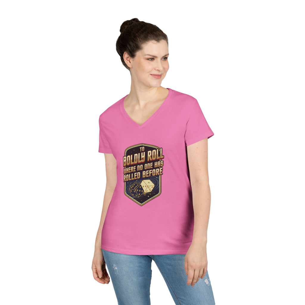 "To Boldly Roll Where No One Has Rolled Before" Ladies' V-Neck T-Shirt