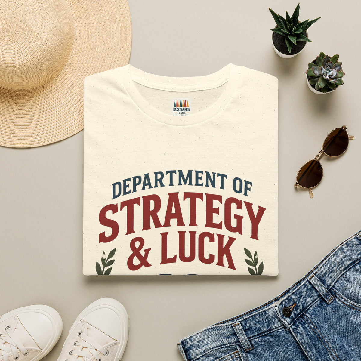 Backgammon T-Shirt — "Department of Strategy & Luck" Vintage Game Tee