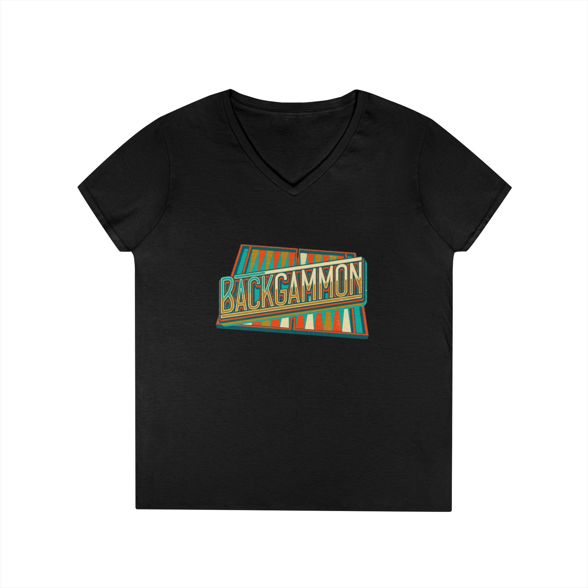 Backgammon Vintage Ladies' V-Neck T-Shirt — Retro Board Game Shirt for Women