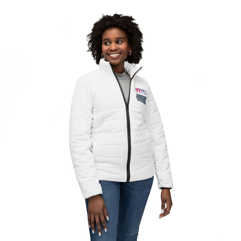 Women’s Puffer Jacket — WWB “Women’s World of Backgammon” Logo Winter Coat
