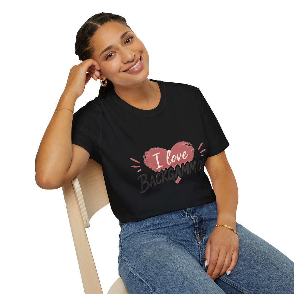 Backgammon Heart T-Shirt — "I Love Backgammon" Casual Tee