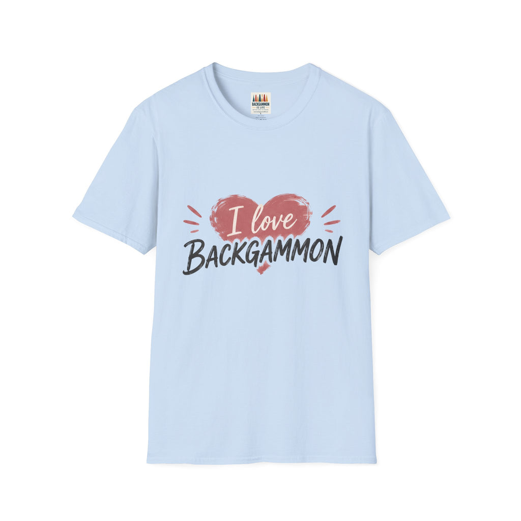 Backgammon Heart T-Shirt — "I Love Backgammon" Casual Tee