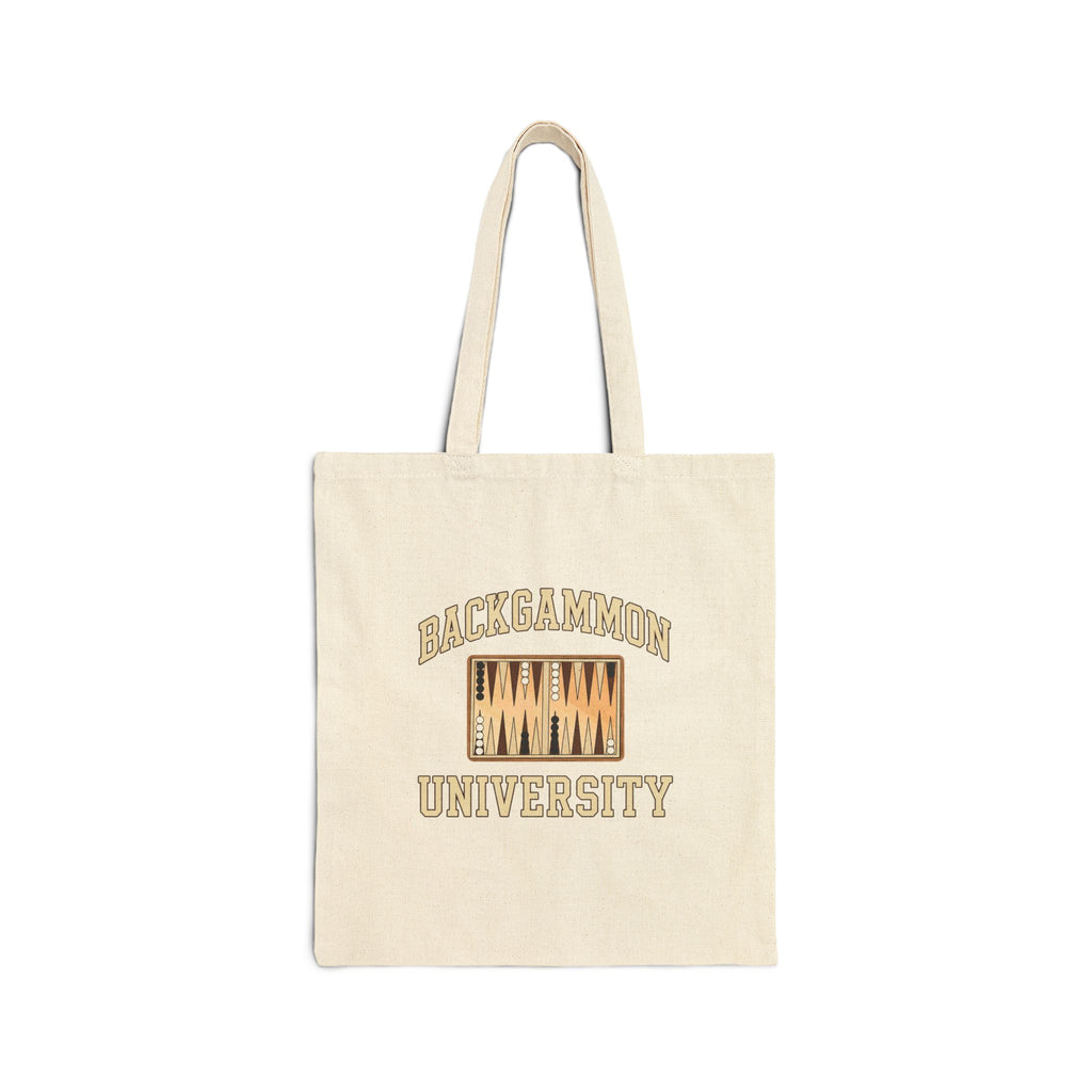 Backgammon University 2 Canvas Tote Bag — Vintage Game Night Cotton Shopper