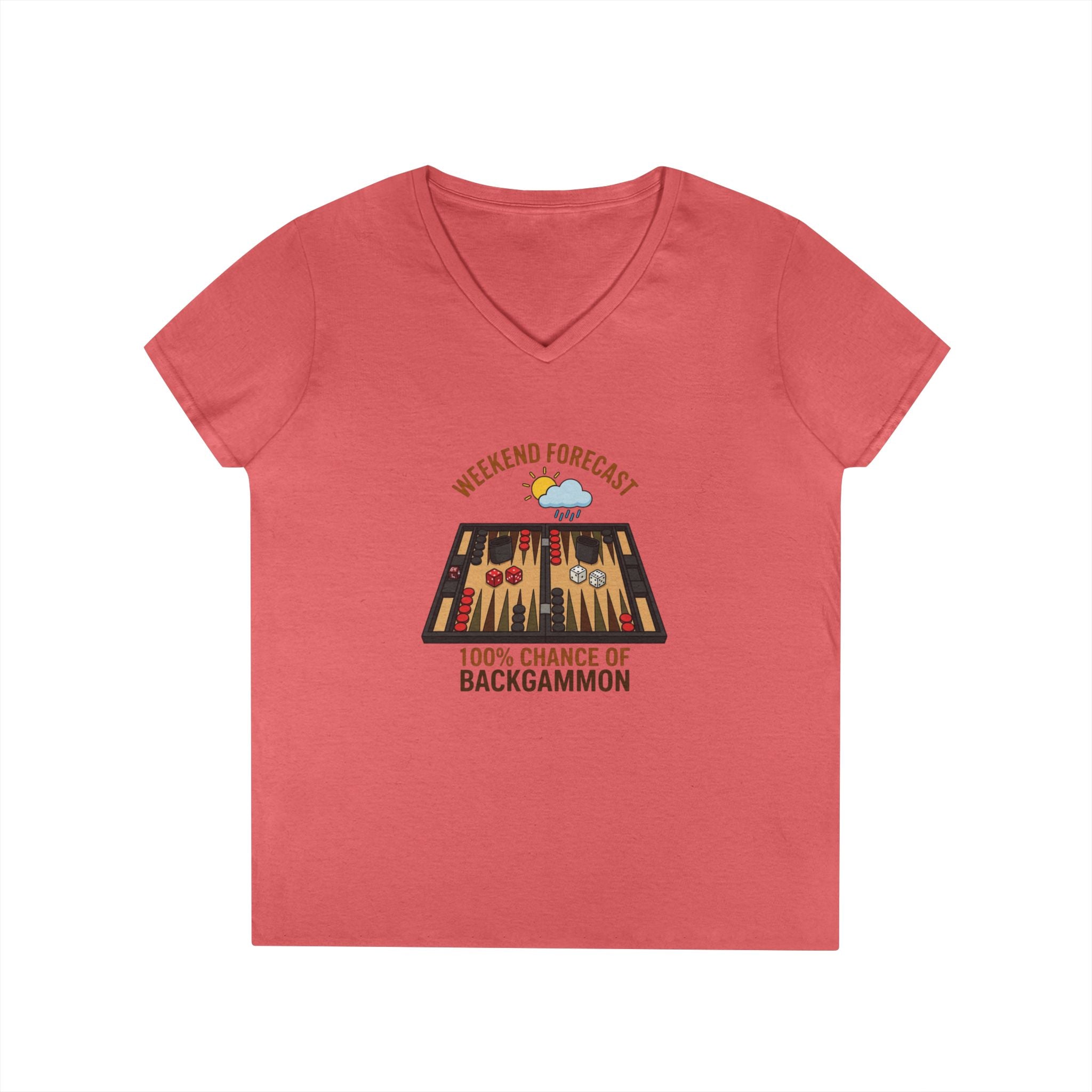 Weekend Forecast: 100% Chance of Backgammon Ladies' V-Neck T-Shirt