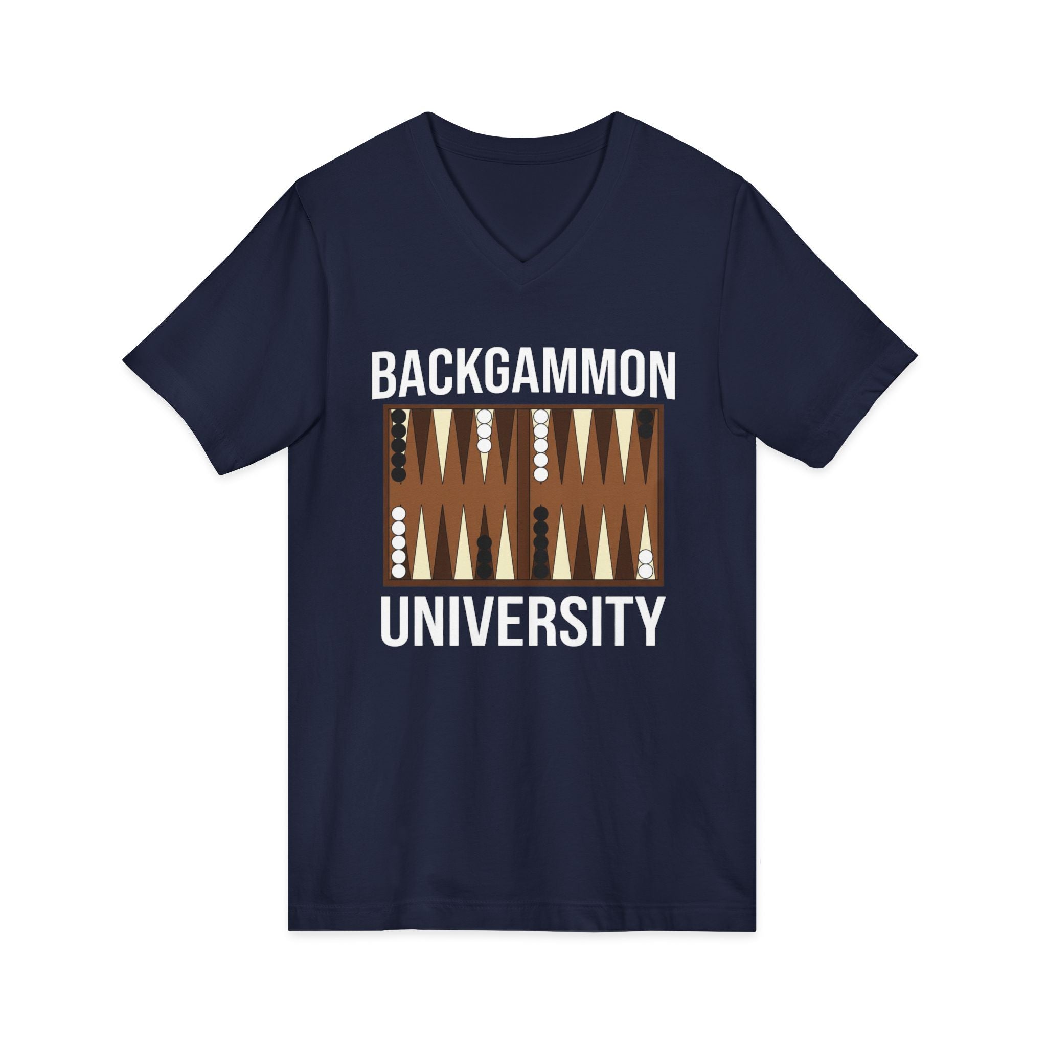 Backgammon University V-Neck Tee — Backgammon Board Graphic Shirt
