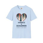 Backgammon Heart T-Shirt — "Kindness & Backgammon: Always a Good Move"