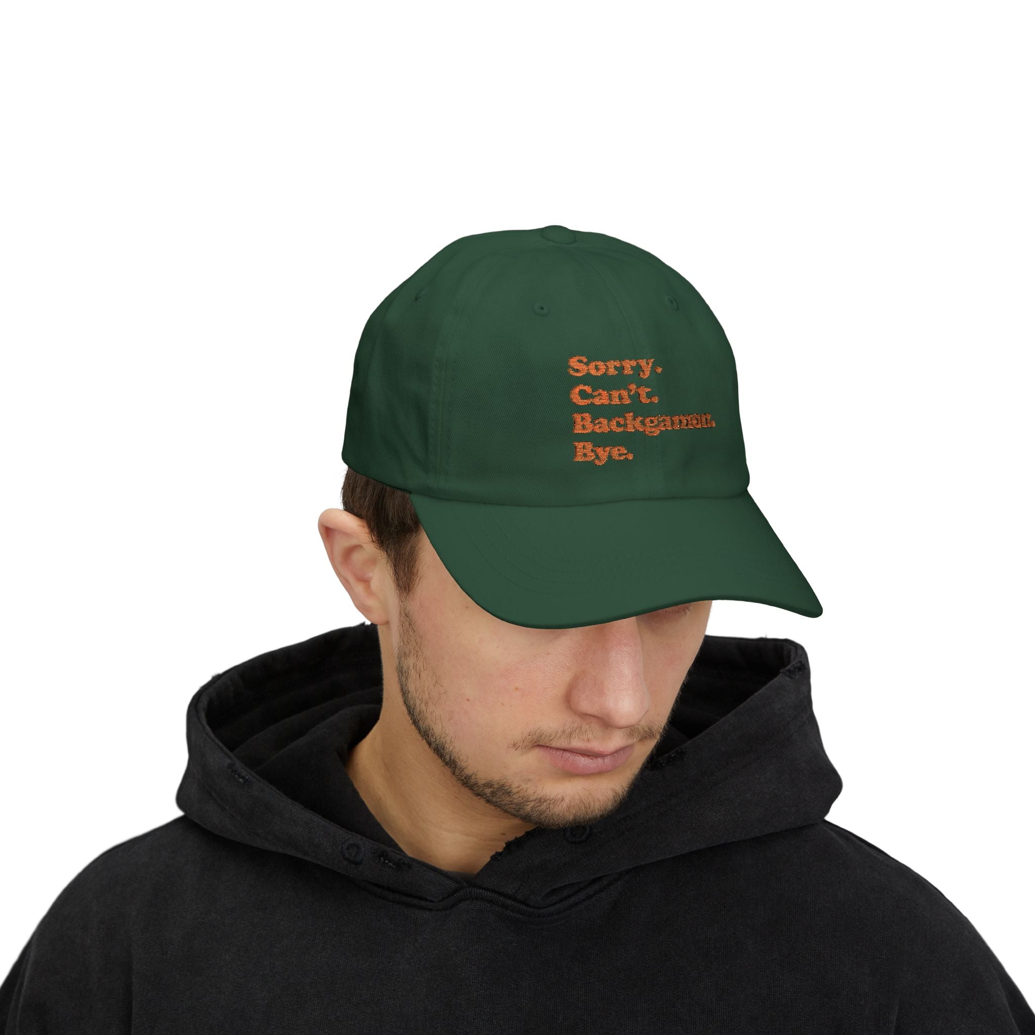 Sorry. Can't. Backgammon. Bye. Cap — Embroidered Baseball Hat