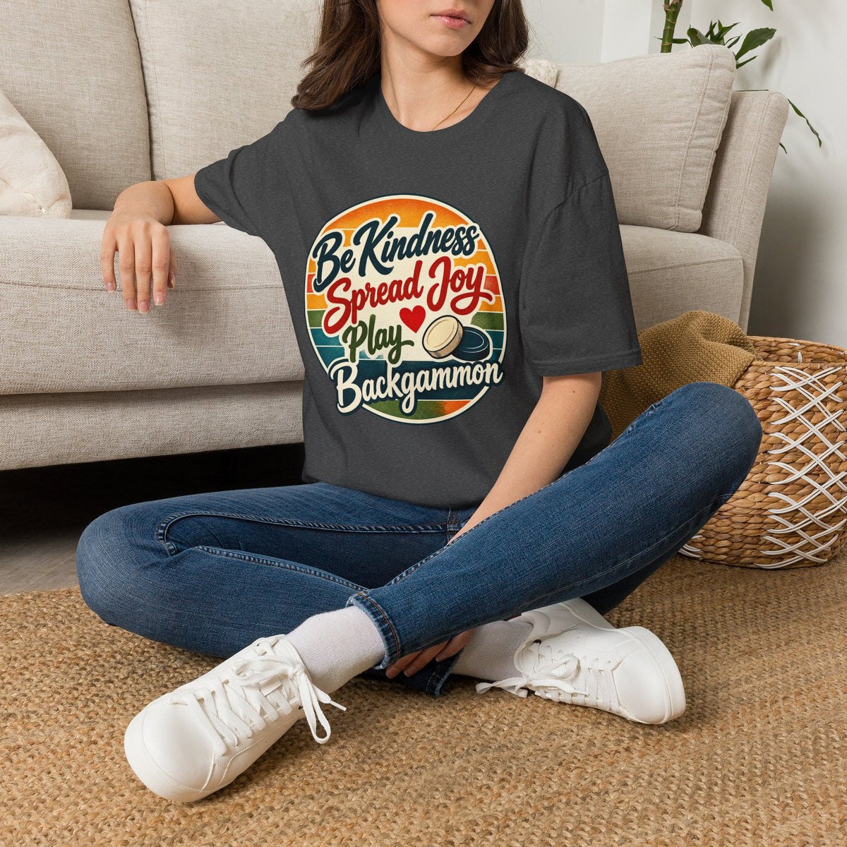 Backgammon T-Shirt — “Be Kindness Spread Joy Play Backgammon 2” Retro Graphic Tee