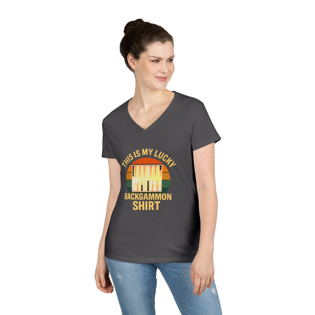 This Is My Lucky Backgammon Shirt 2 Ladies V-Neck T-shirt