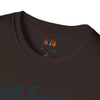Backgammon Travel T-Shirt — "Will Travel for Backgammon" Vintage Suitcase Design