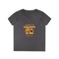 Coffee & Backgammon Ladies' V-Neck T-Shirt — Women's Casual Game Night Shirt