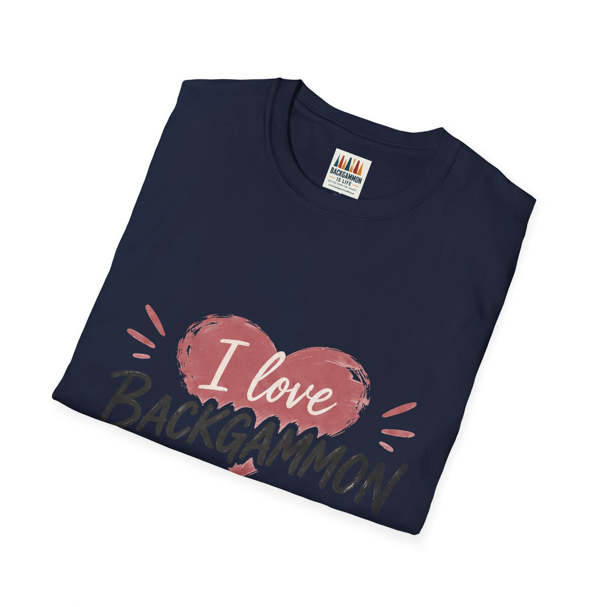 Backgammon Heart T-Shirt — "I Love Backgammon" Casual Tee