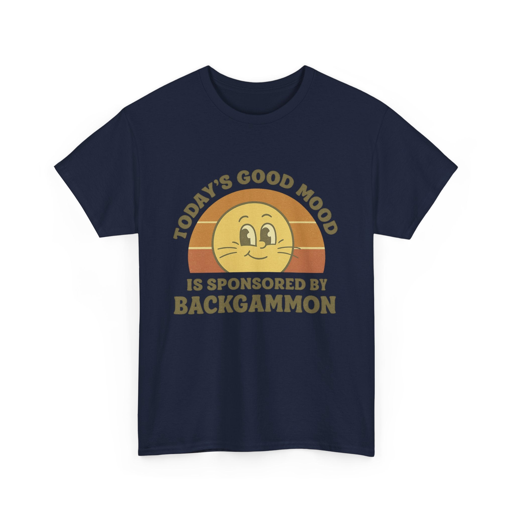 "Today’s Good Mood Is Sponsored by Backgammon" T-Shirt | Retro Smiley Tee