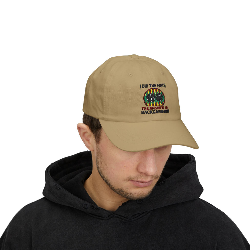 "I Did The Math, The Answer Is Backgammon" Embroidered Baseball Hat
