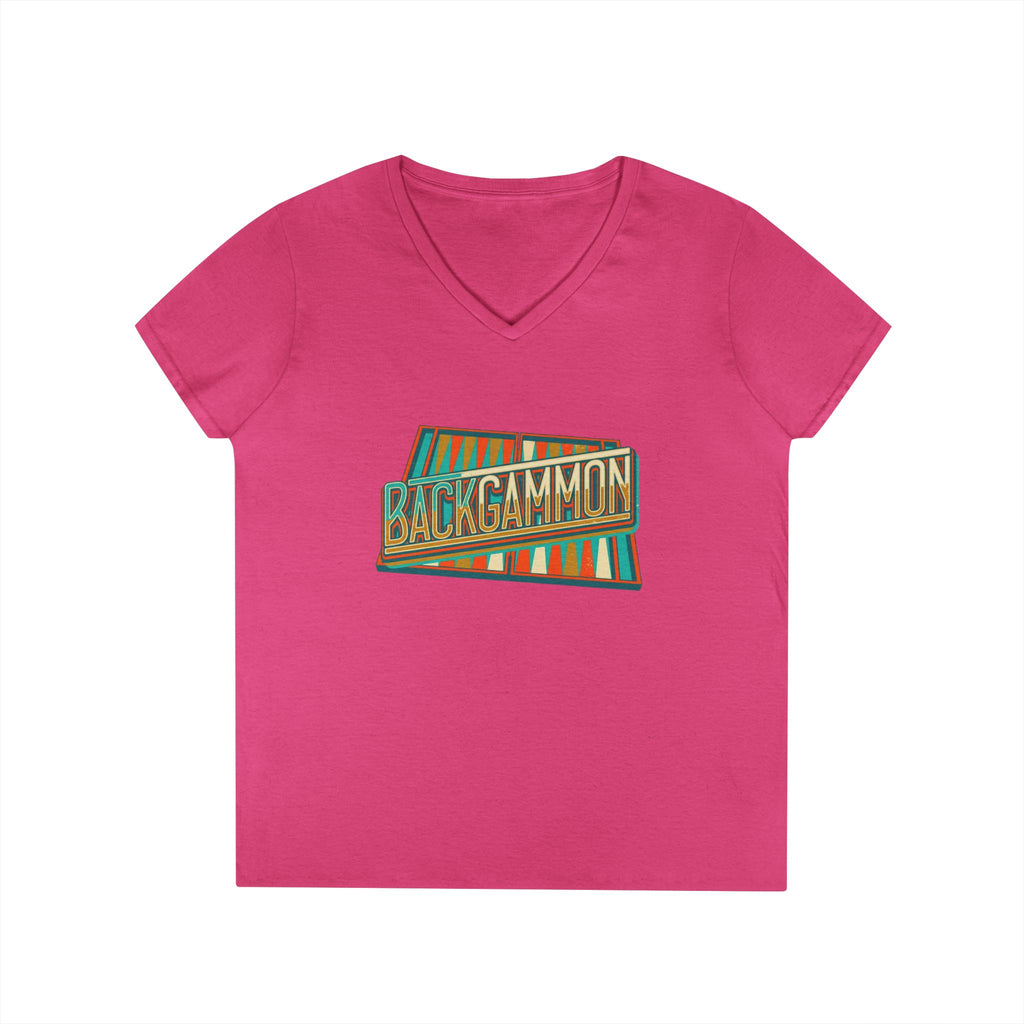 Backgammon Vintage Ladies' V-Neck T-Shirt — Retro Board Game Shirt for Women