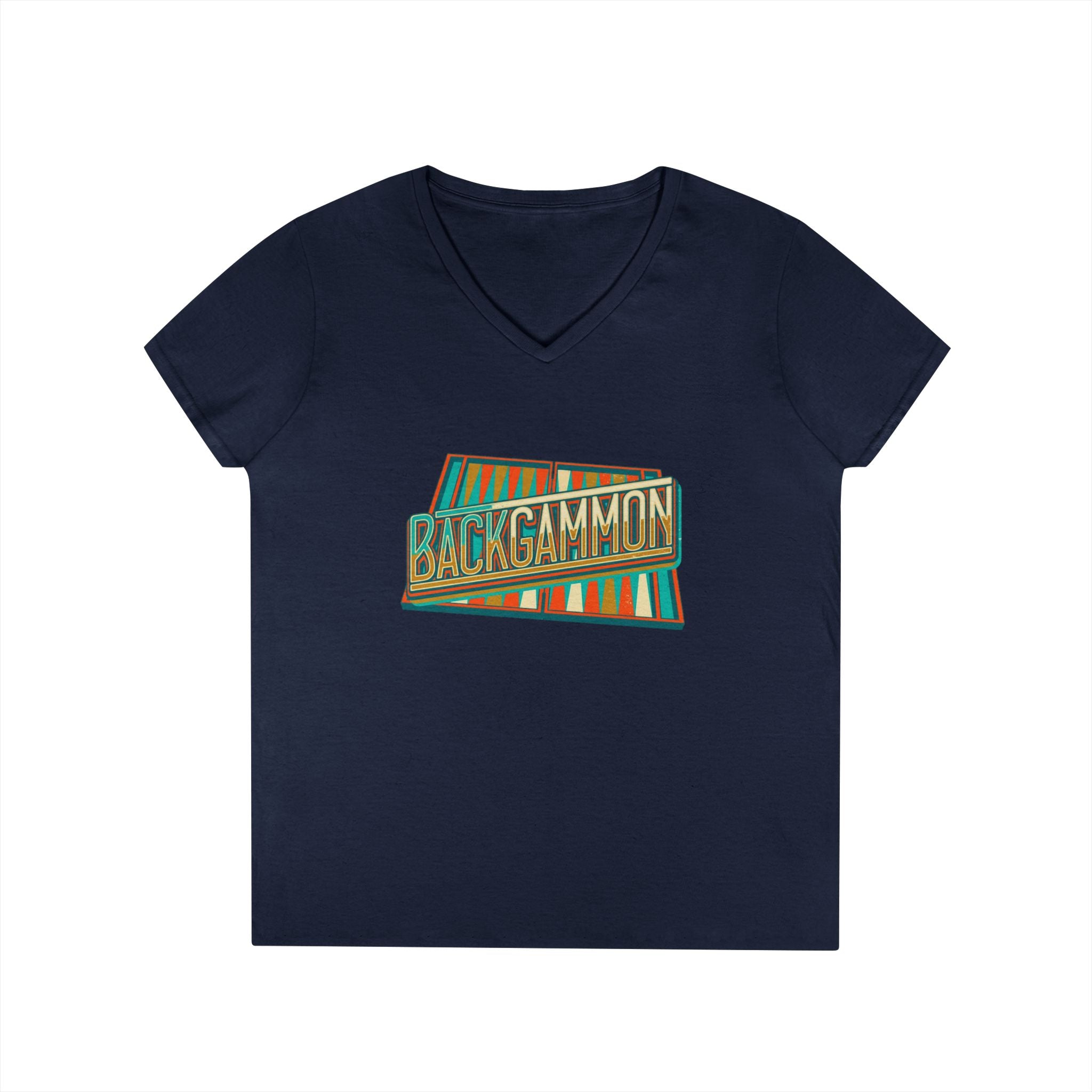 Backgammon Vintage Ladies' V-Neck T-Shirt — Retro Board Game Shirt for Women