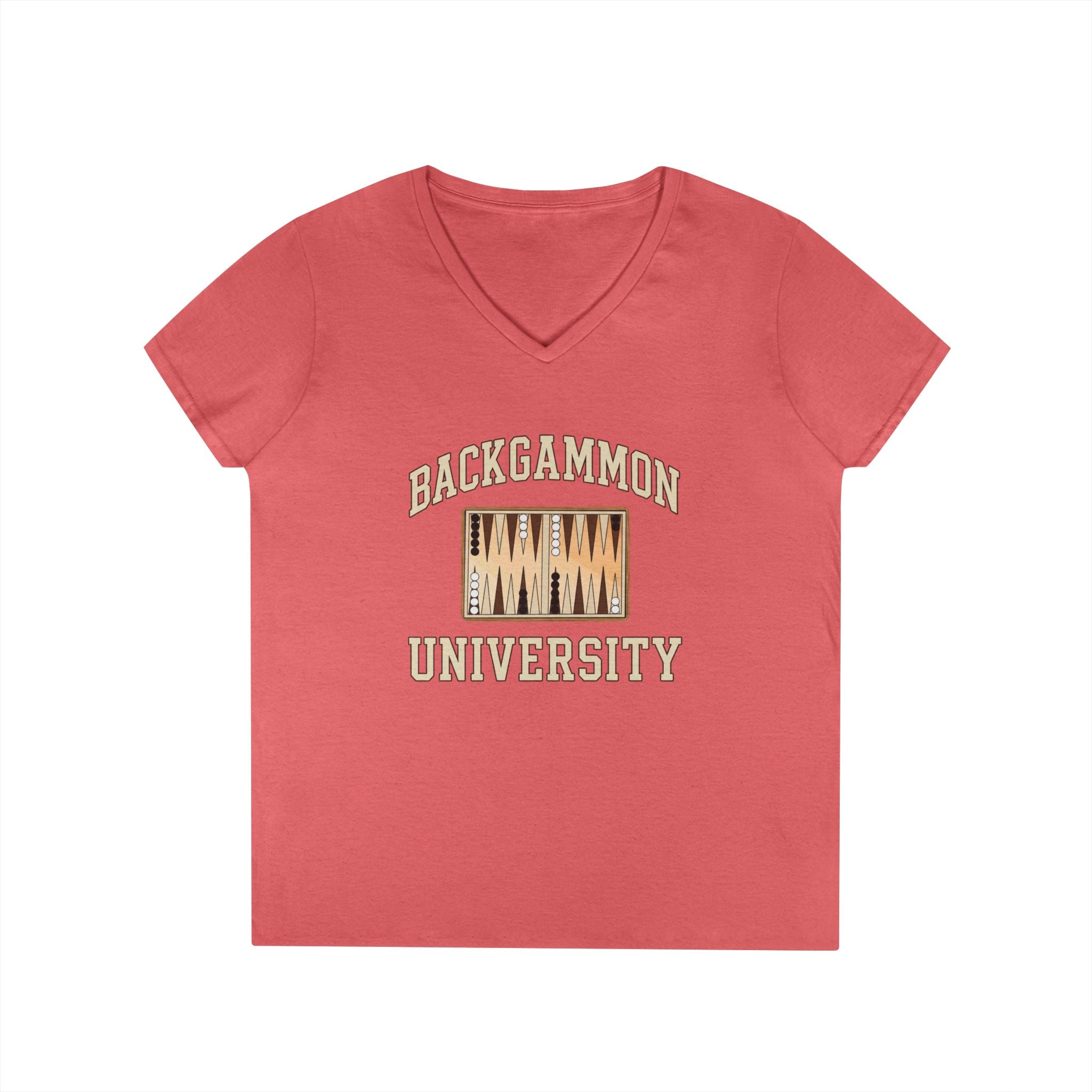 Backgammon University 2 Ladies' V-Neck T-Shirt — Backgammon Board Graphic Tee