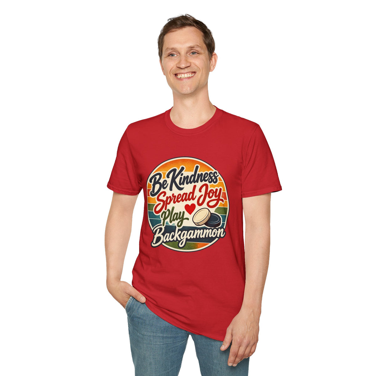 Backgammon T-Shirt — “Be Kindness Spread Joy Play Backgammon 2” Retro Graphic Tee