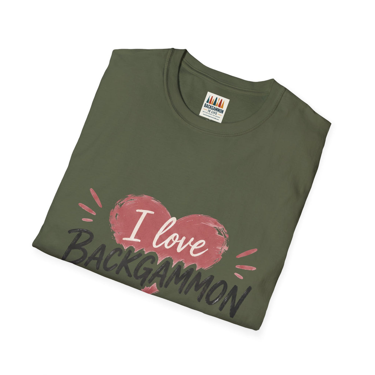 Backgammon Heart T-Shirt — "I Love Backgammon" Casual Tee