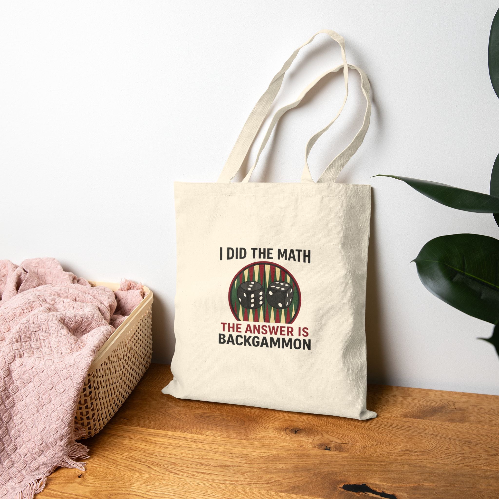 "I Did the Math, The Answer Is Backgammon" Cotton Canvas Tote Bag