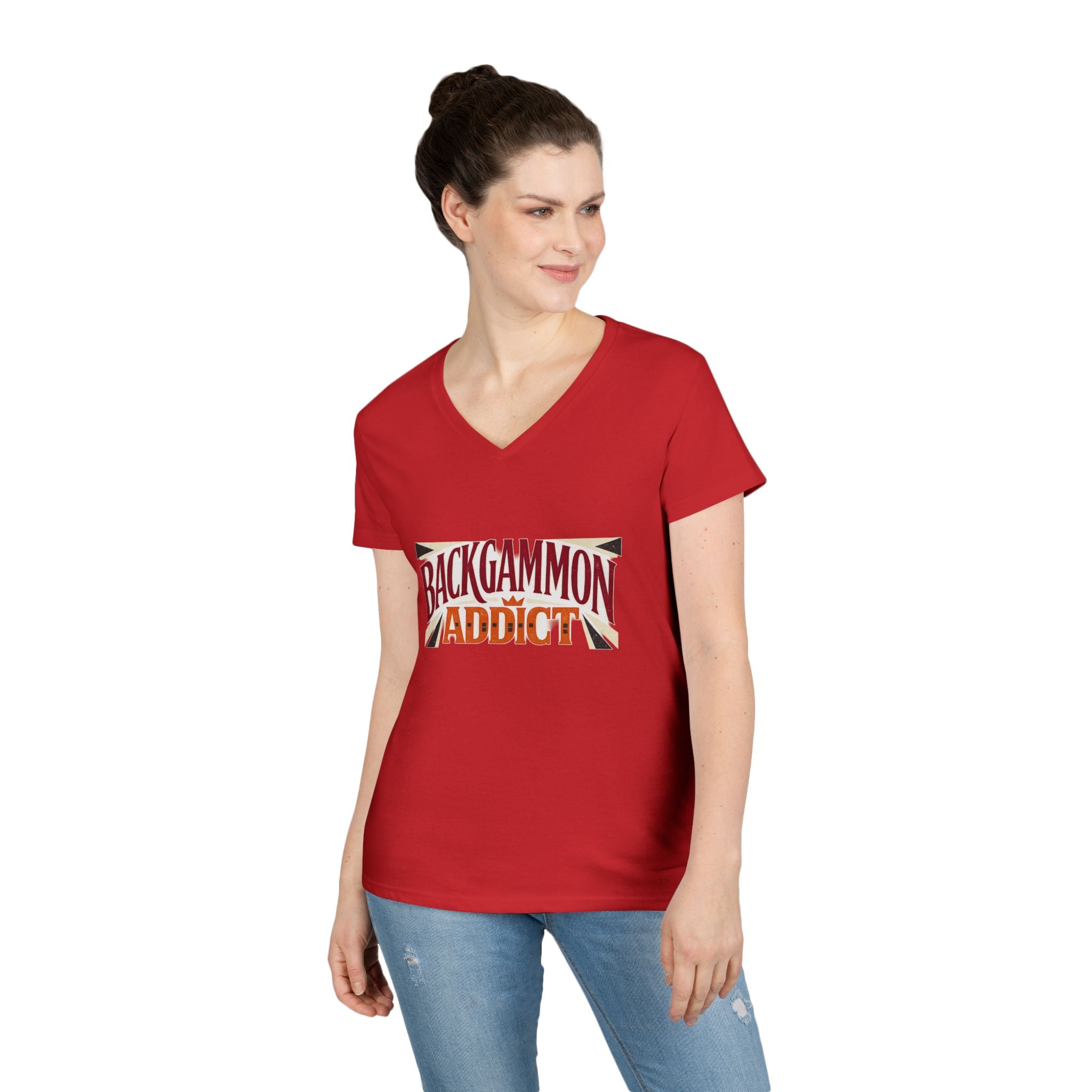Backgammon Addict Ladies' V-Neck T-Shirt — Retro Game Lover Tee