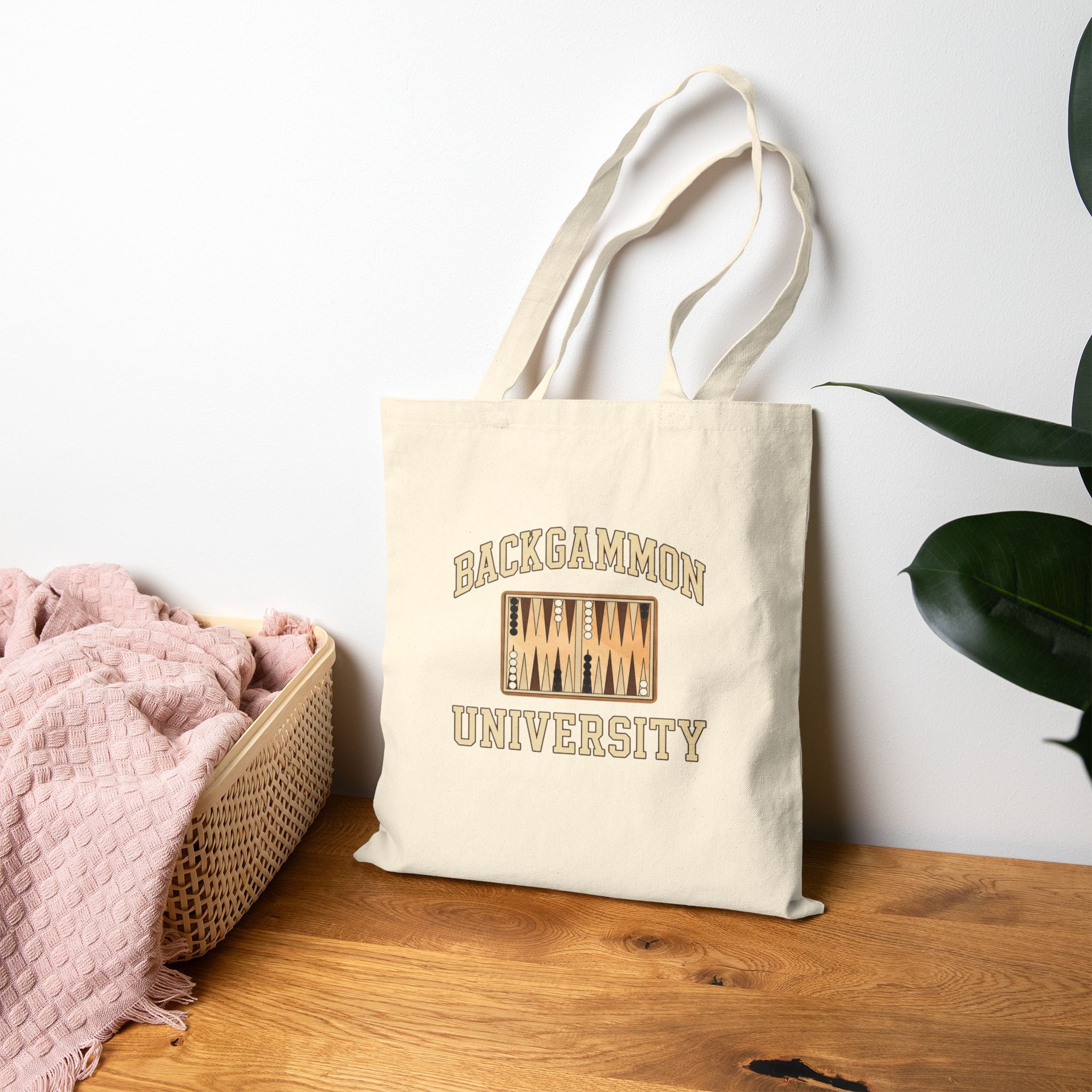 Backgammon University 2 Canvas Tote Bag — Vintage Game Night Cotton Shopper