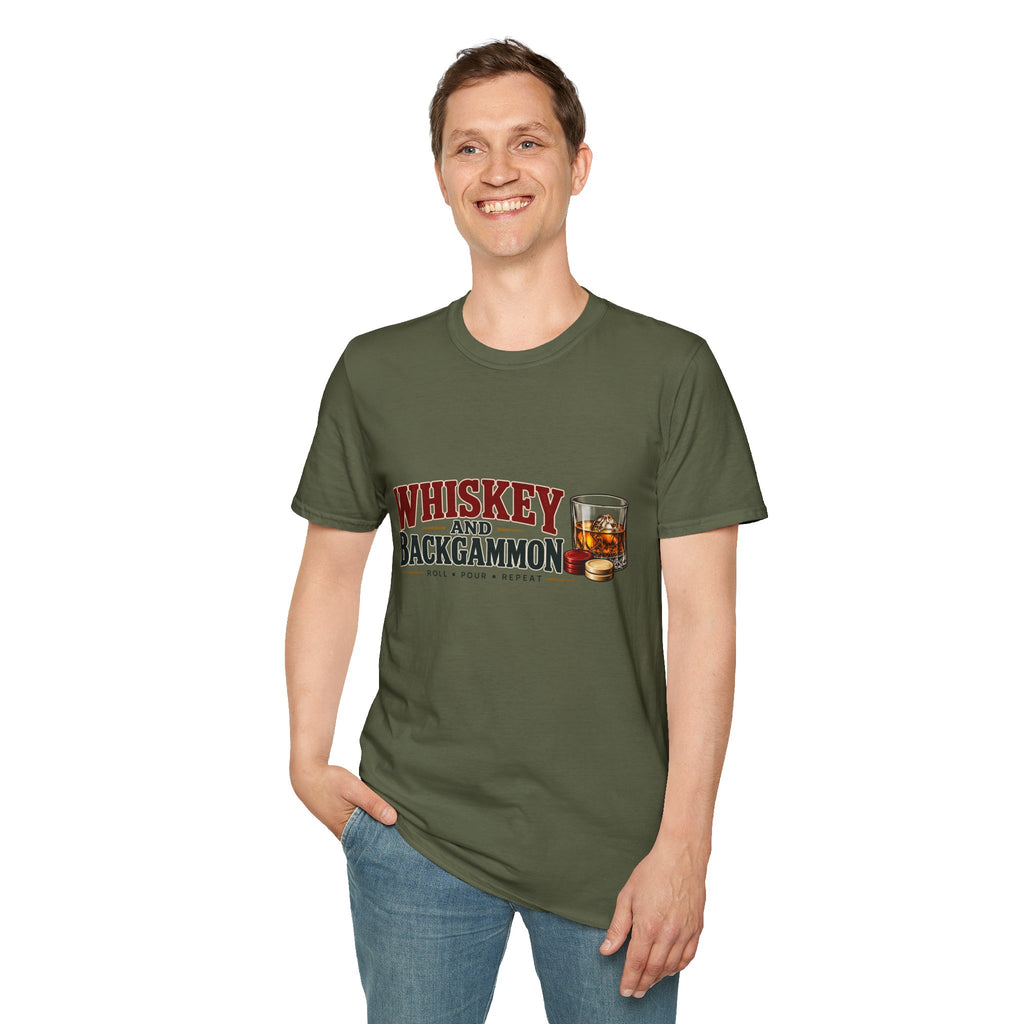 Whiskey and Backgammon T-Shirt — Vintage Bar Game Tee