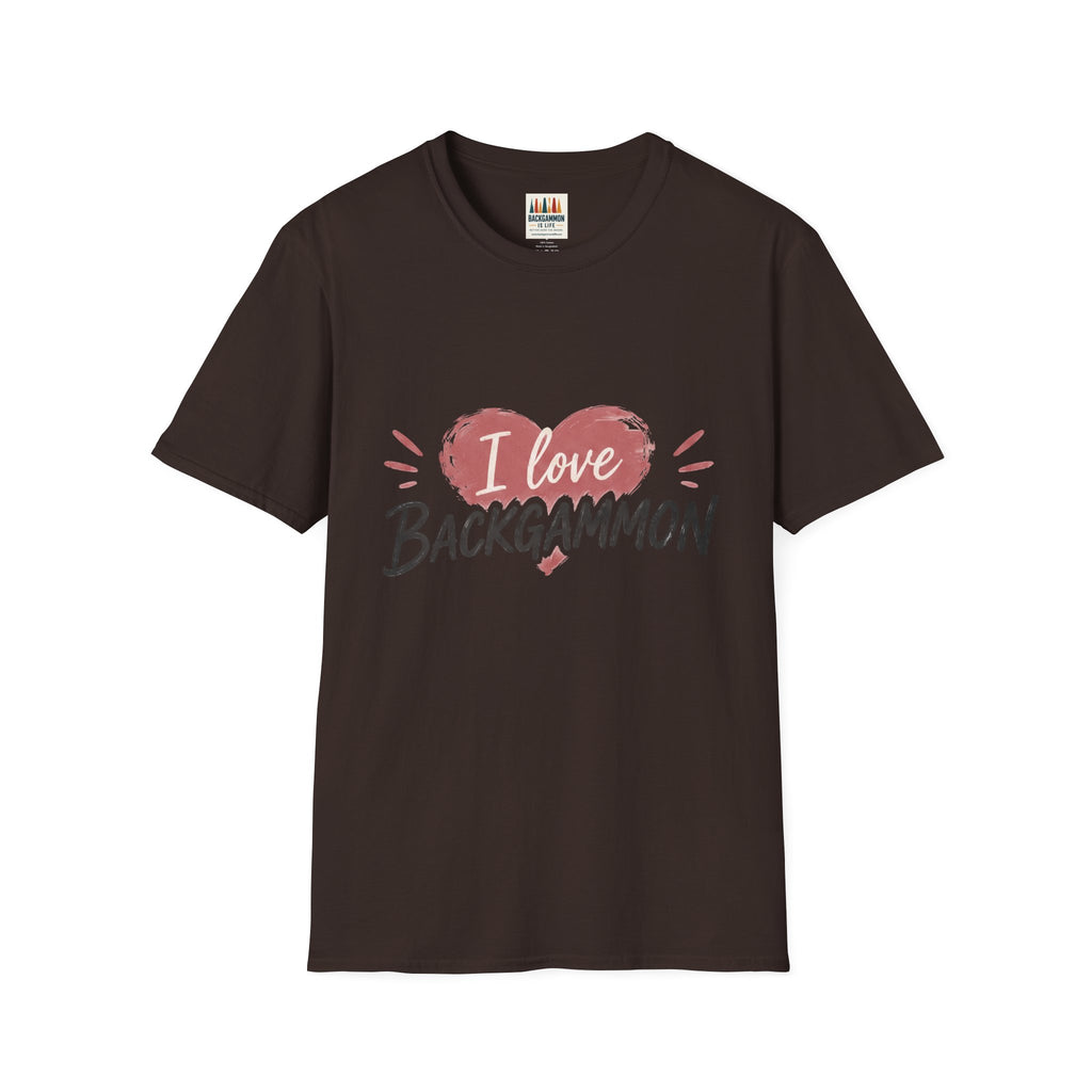 Backgammon Heart T-Shirt — "I Love Backgammon" Casual Tee