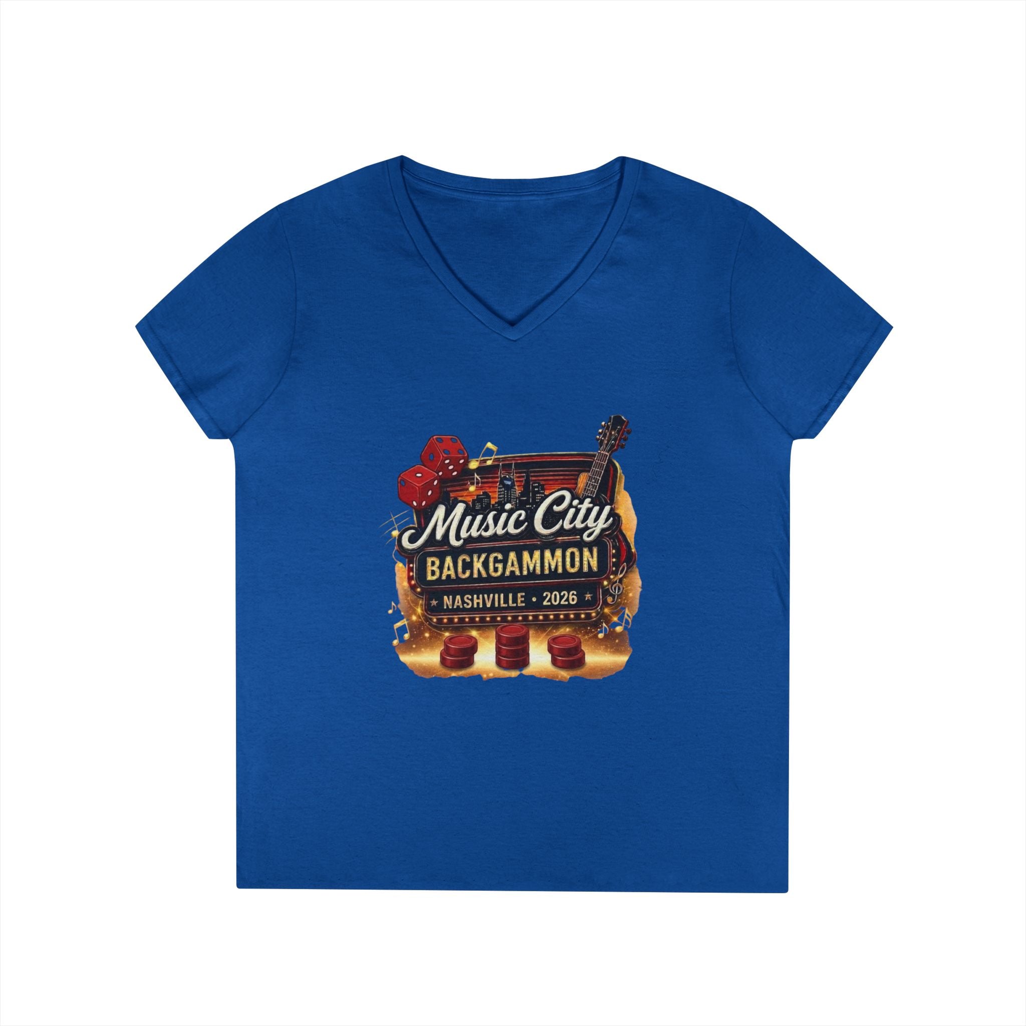 Music City Backgammon Nashville 2026 — Ladies' V-Neck T-Shirt